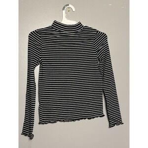 Cat & Jack Long Sleeve Shirt Girls Medium (8) Black With White Stripes NWT